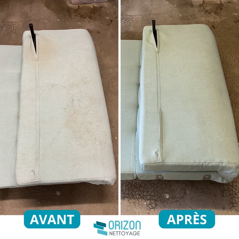 Nettoyage canapé — avant / après